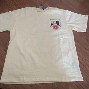Rhude Fashion Graphic Logo Cream Short Sleeve